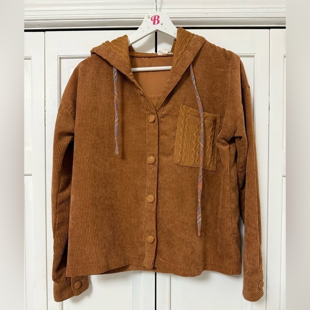 Hem & Thread Brown Button Down Shacket Small Boxy Country Coastal Cowgirl